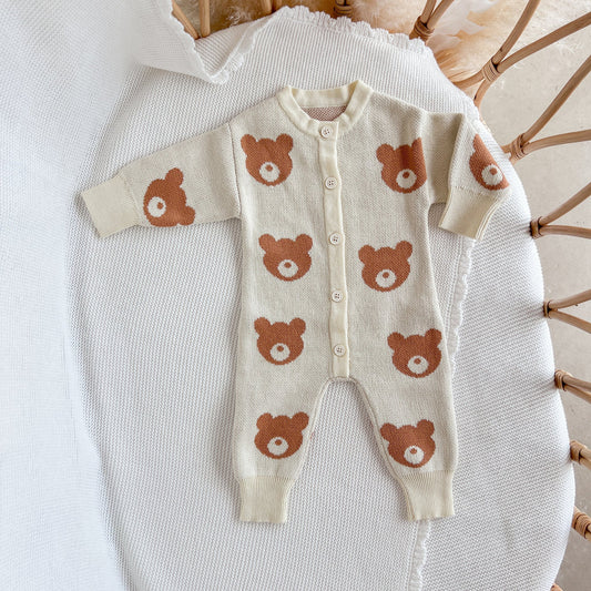 Knit Brown Bear Romper